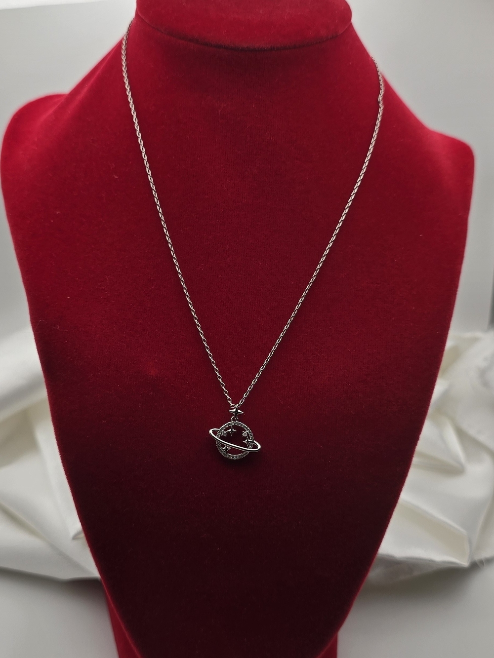 Silver Planet Cosmic Stars Necklace